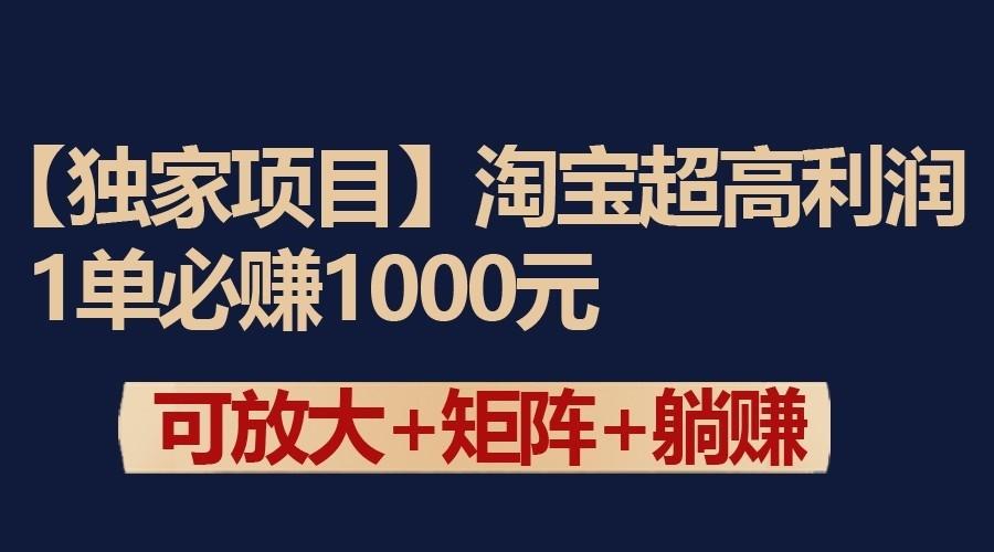 独家淘宝超高利润项目：1单必赚1000元，可放大可矩阵操作-KF云创