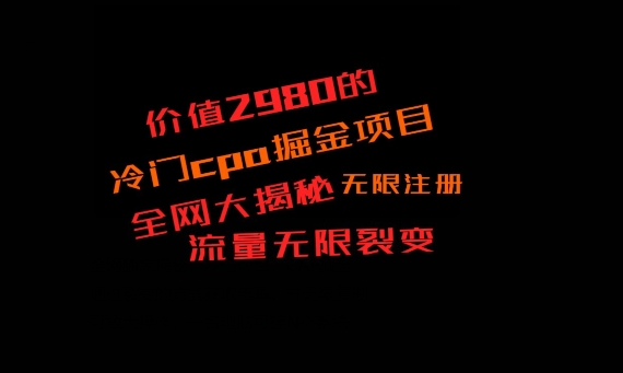 价值2980的CPA掘金项目大揭秘，号称当天收益200+，不见收益包赔双倍-KF云创