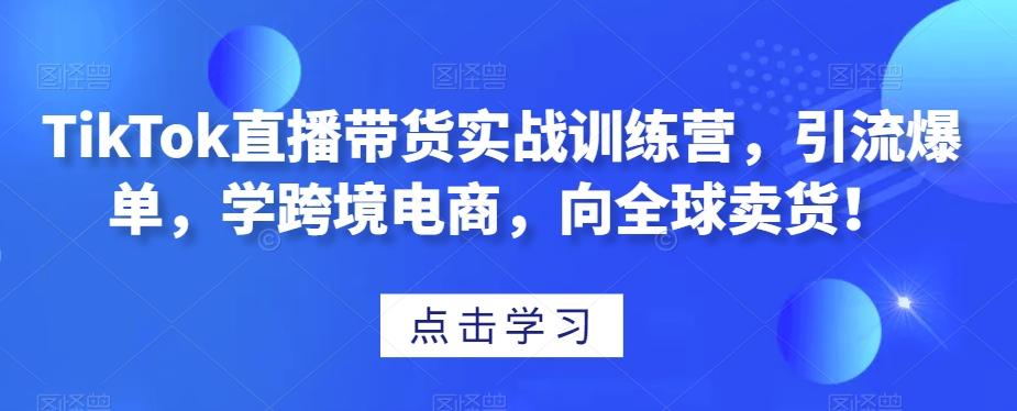 TikTok直播带货实战训练营，引流爆单，学跨境电商，向全球卖货！-KF云创