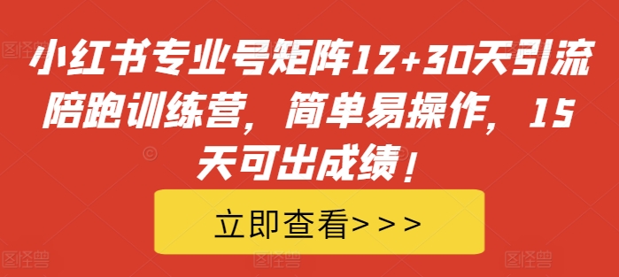 小红书专业号矩阵12+30天引流陪跑训练营，简单易操作，15天可出成绩!-KF云创