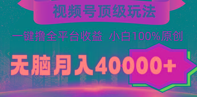 (9281期)视频号顶级玩法，无脑月入40000+，一键撸全平台收益，纯小白也能100%原创-KF云创