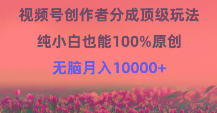 (9608期)视频号创作者分成顶级玩法，纯小白也能100%原创，无脑月入10000+-KF云创