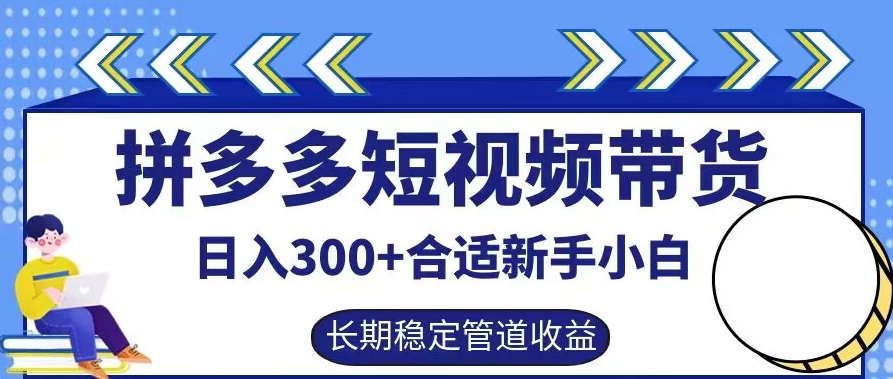 拼多多短视频带货日入300+有长期稳定被动收益，合适新手小白【揭秘】-KF云创