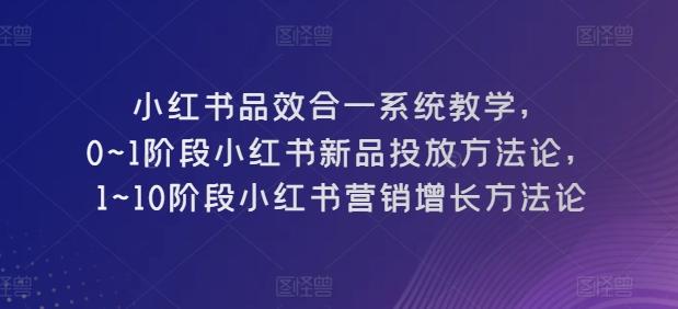小红书品效合一系统教学，​0~1阶段小红书新品投放方法论，​1~10阶段小红书营销增长方法论-KF云创