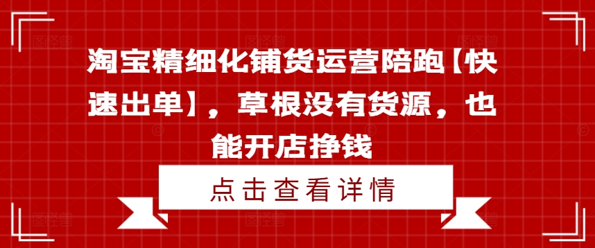 淘宝精细化铺货运营陪跑【快速出单】，草根没有货源，也能开店挣钱-KF云创