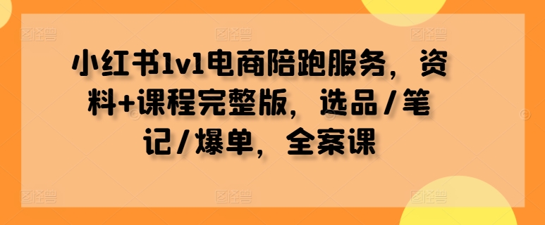 小红书1v1电商陪跑服务，资料+课程完整版，选品/笔记/爆单，全案课-KF云创