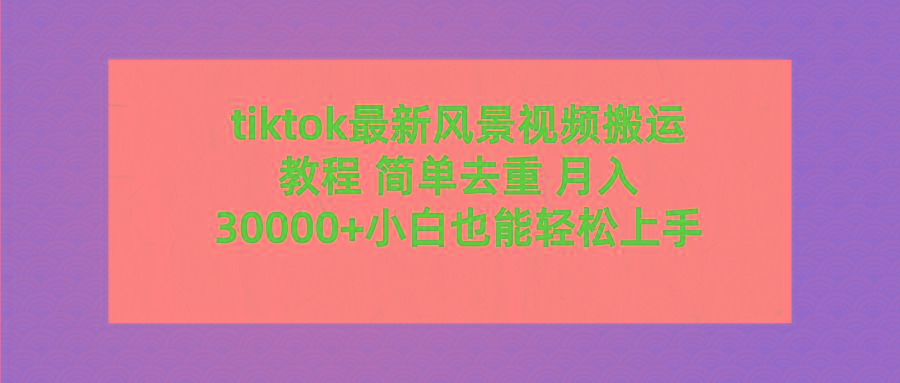 (9804期)tiktok最新风景视频搬运教程 简单去重 月入30000+附全套工具-KF云创