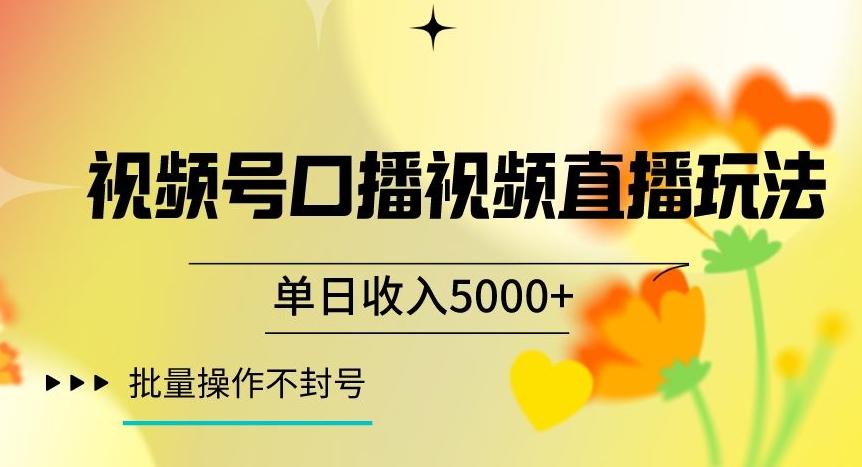 视频号囗播视频直播玩法，单日收入5000+，批量操作不封号【揭秘】-KF云创