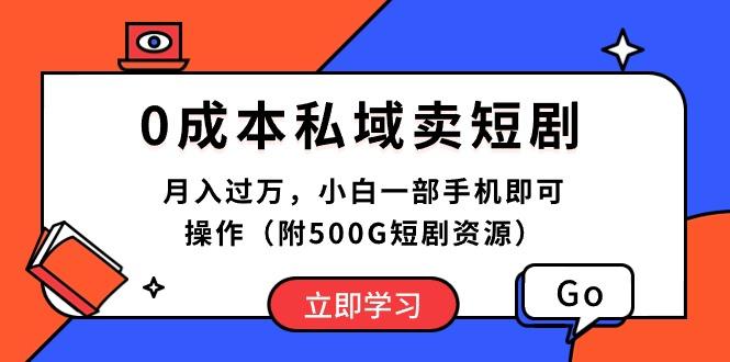 0成本私域卖短剧，月入过万，小白一部手机即可操作(附500G短剧资源-KF云创
