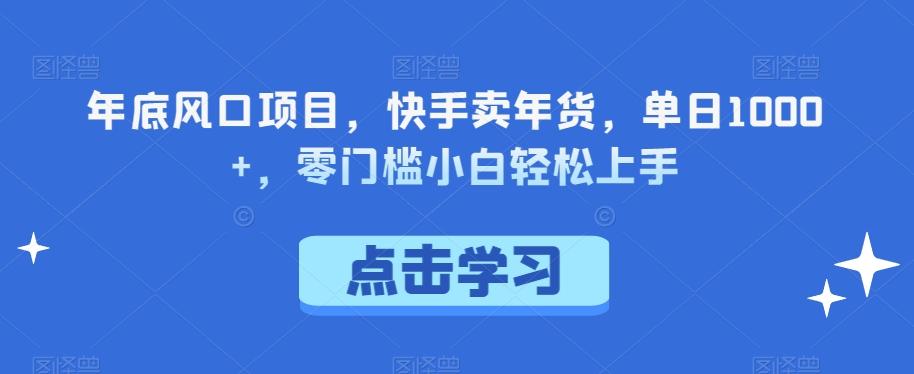 年底风口项目，快手卖年货，单日1000+，零门槛小白轻松上手-KF云创