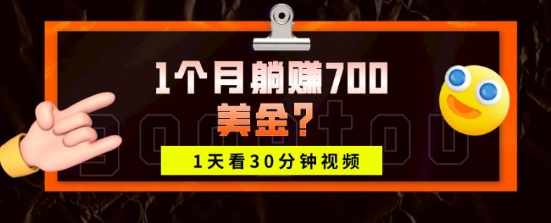 1天看30分钟视频，1个月躺赚700美金？-KF云创