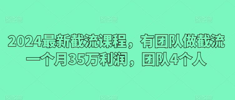 2024最新截流课程，有团队做截流一个月35万利润，团队4个人-KF云创