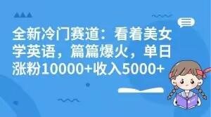 全新冷门赛道：看着美女学英语，篇篇爆火，单日涨粉10000+收入5000+-KF云创