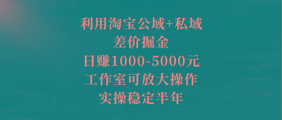 利用淘宝公域+私域差价掘金，日赚1000-5000元，工作室可放大操作，实操…-KF云创