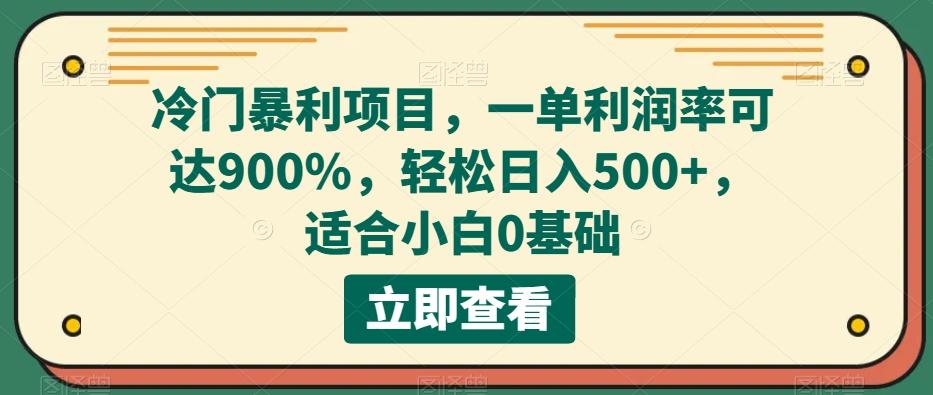 冷门暴利项目，一单利润率可达900%，轻松日入500+，适合小白0基础-KF云创