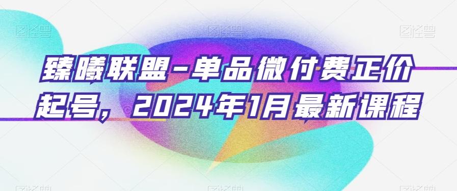 臻曦联盟-单品微付费正价起号，2024年1月最新课程-KF云创