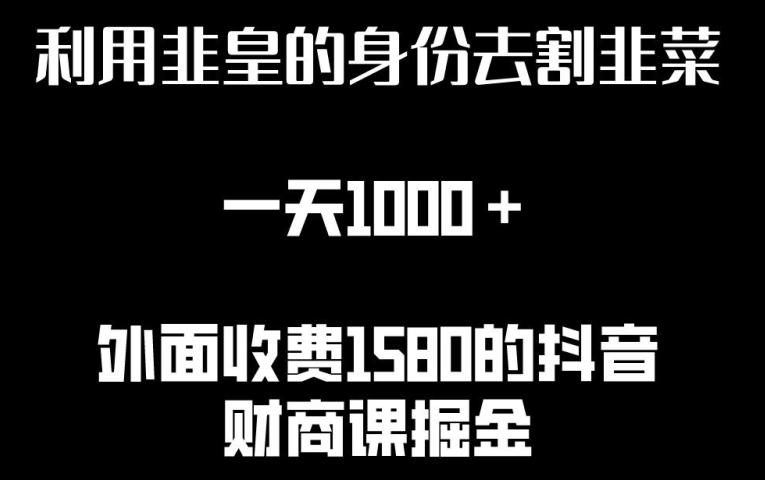 利用非皇的身份去割韭菜，一天1000+(附详细资源)【揭秘】-KF云创
