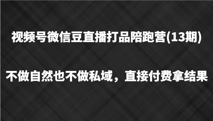 视频号微信豆直播打品陪跑(13期)，不做不自然流不做私域，直接付费拿结果-KF云创