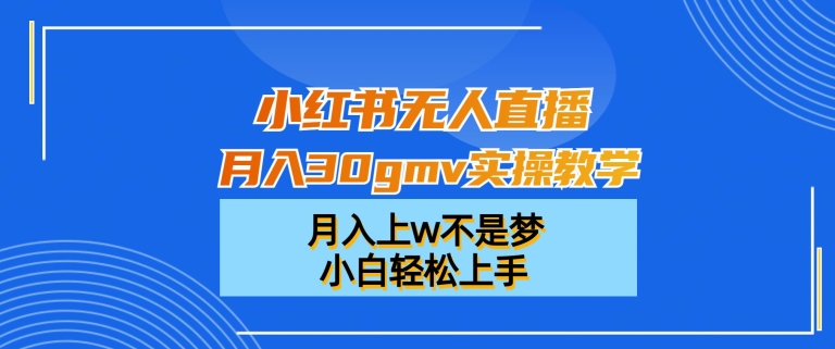 小红书无人直播月入30gmv实操教学，月入上w不是梦，小白轻松上手【揭秘】-KF云创
