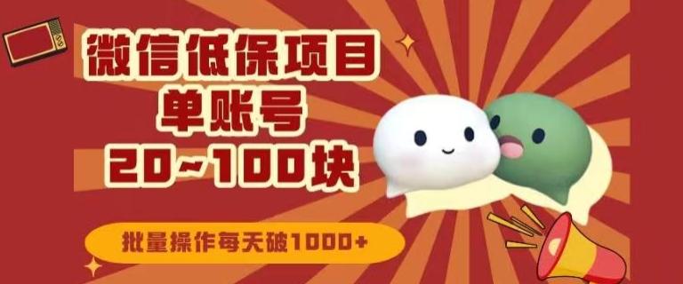 微信领低保单账号20元-100元，批量操作每天破1000+-KF云创