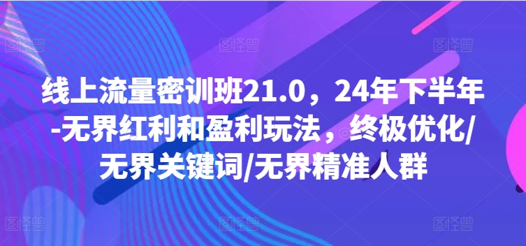 线上流量密训班21.0，24年下半年-无界红利和盈利玩法，终极优化/无界关键词/无界精准人群-KF云创