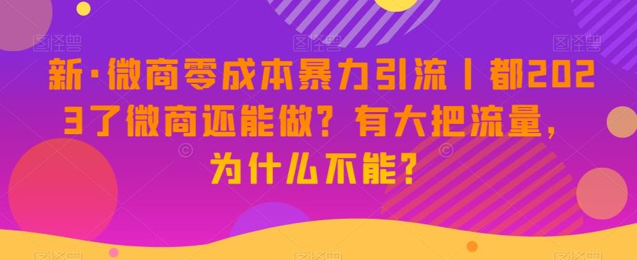 新·微商零成本暴力引流丨都2023了微商还能做？有大把流量，为什么不能？-KF云创
