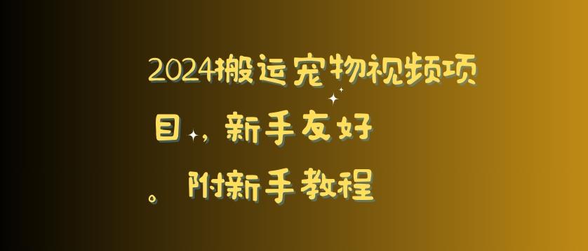 2024搬运宠物视频项目，新手友好，完美去重，附新手教程【揭秘】-KF云创