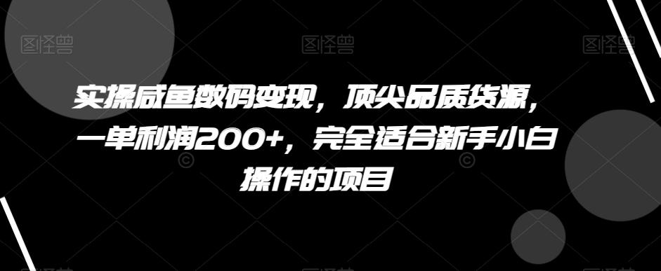 实操咸鱼数码变现，顶尖品质货源，一单利润200+，完全适合新手小白操作的项目【揭秘】-KF云创