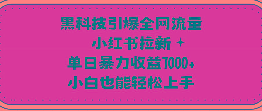 (9679期)黑科技引爆全网流量小红书拉新，单日暴力收益7000+，小白也能轻松上手-KF云创