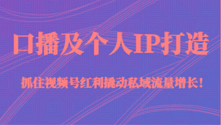 口播及个人IP打造，抓住视频号红利撬动私域流量增长！（45节课）-KF云创