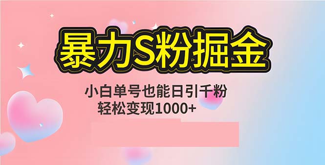 单人单机日引千粉，变现1000+，S粉流量掘金计划攻略-KF云创