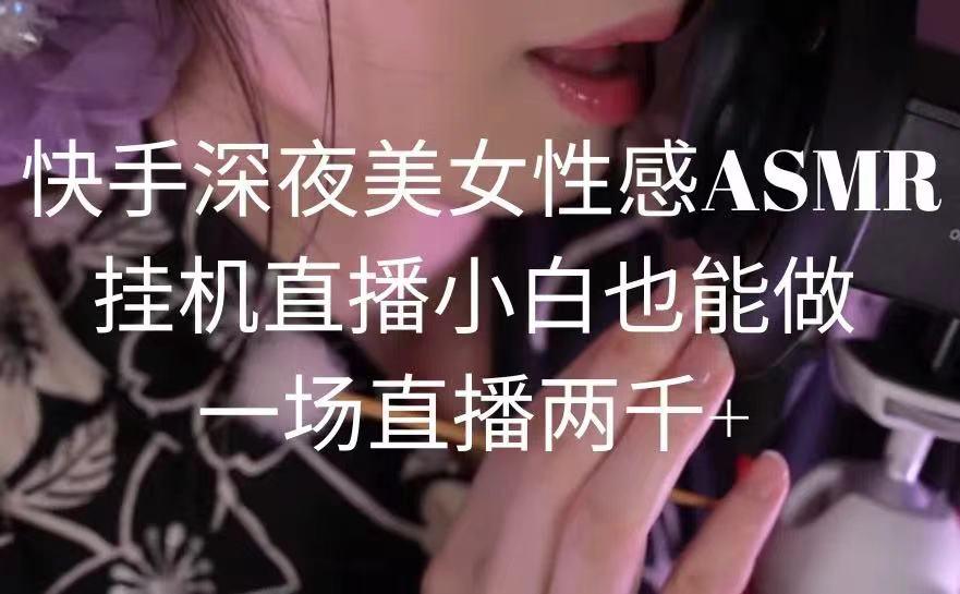 快手深夜美女性感ASMR挂机直播，小白也能做，一场直播两千+-KF云创