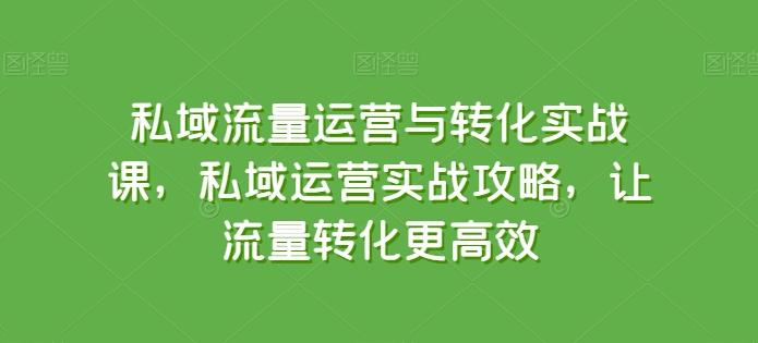 私域流量运营与转化实战课，私域运营实战攻略，让流量转化更高效-KF云创