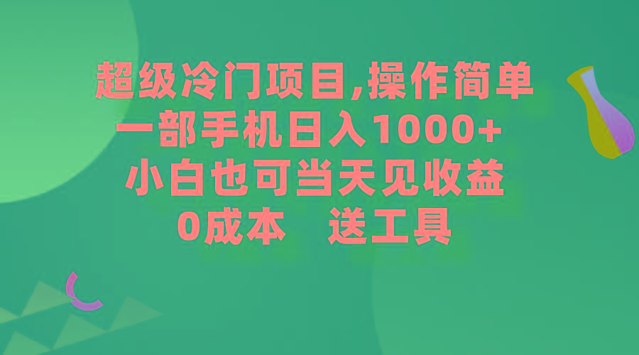 (9291期)超级冷门项目,操作简单，一部手机轻松日入1000+，小白也可当天看见收益-KF云创