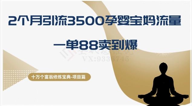 十万个富翁修炼宝典之13.2个月引流3500孕婴宝妈流量，一单88卖到爆-KF云创